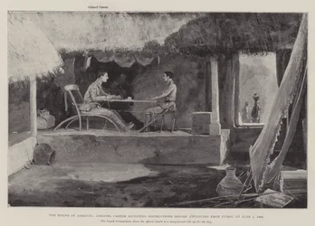 De opstand in Ashanti, kolonel Carter dicteert instructies voordat hij op 1 juni 1900 vanuit Fumsu oprukt